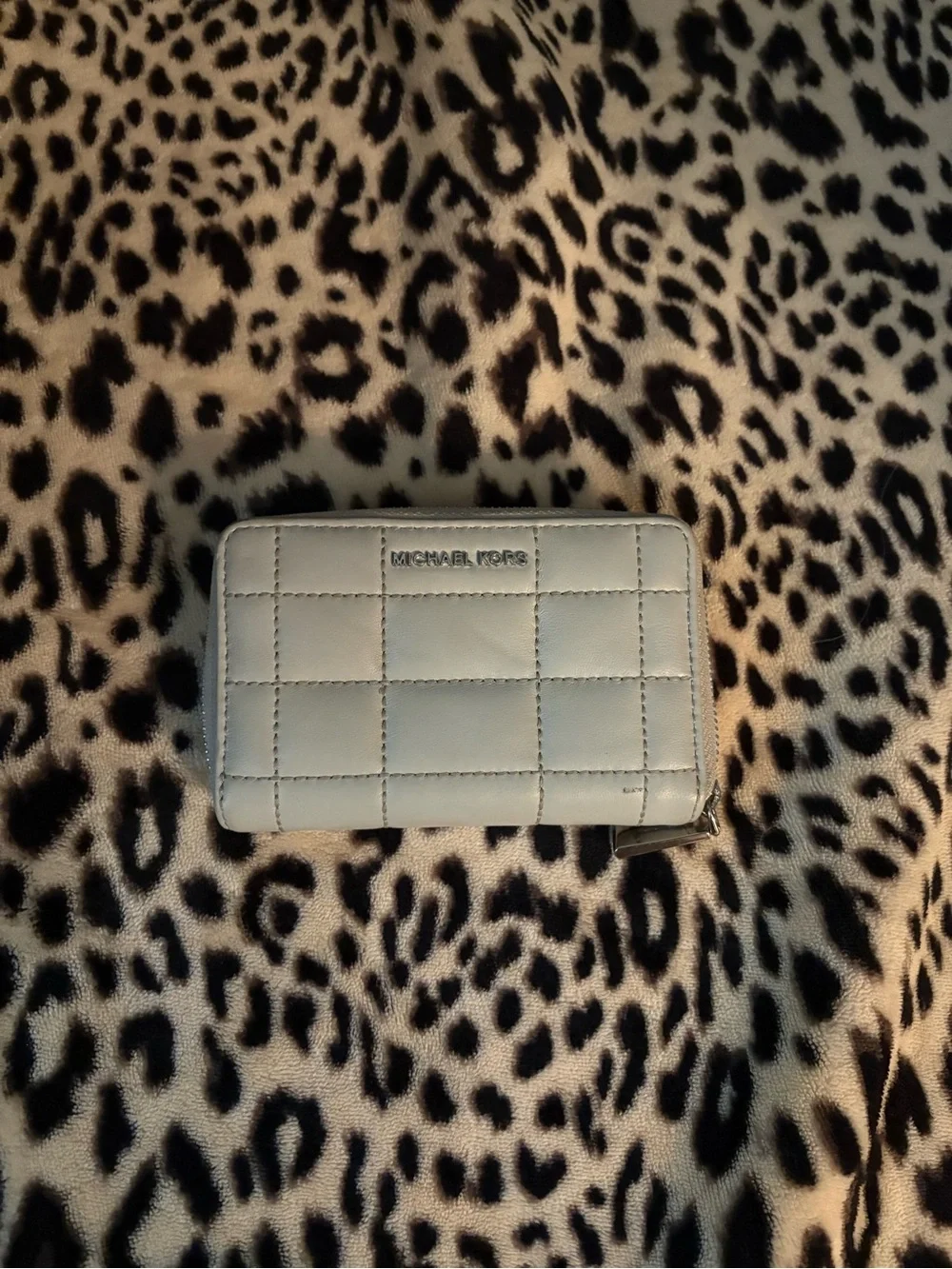 Michael Kors Quilted Leather Zip Wallet in Cream